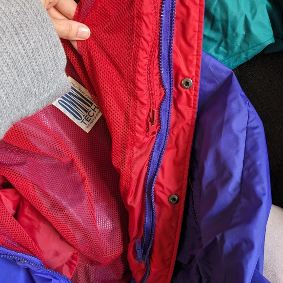 Vtg 90s Columbia Sportswear Omni Tech Windbreaker Jacket Purple Teal Mens S - Picture 9 of 15